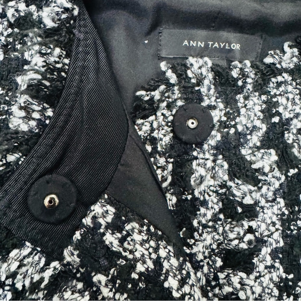 Ann Taylor Black and White Gingham Blazer with Ruffle Trim - Picture 4 of 7